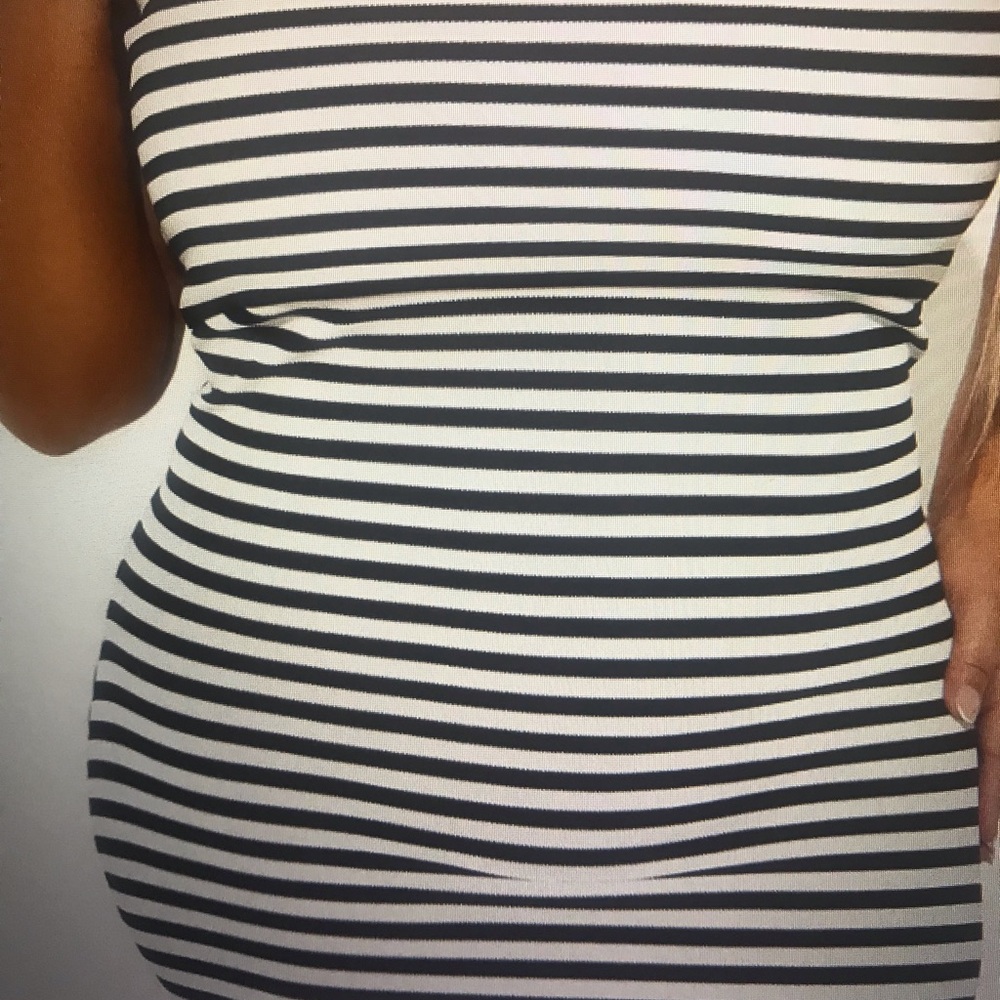 Striped Black & White Bodycon Dress